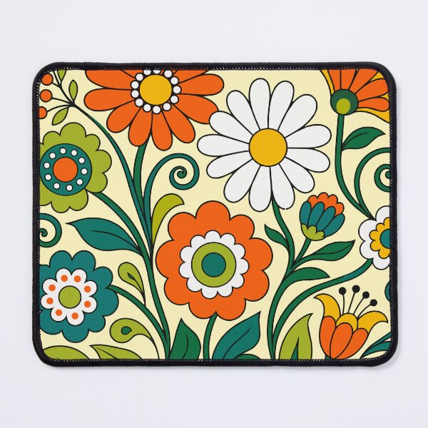 Item preview, Retro 70s Floral Folk Art - Vintage Groovy Flowers designed and sold by Far Out Goods.