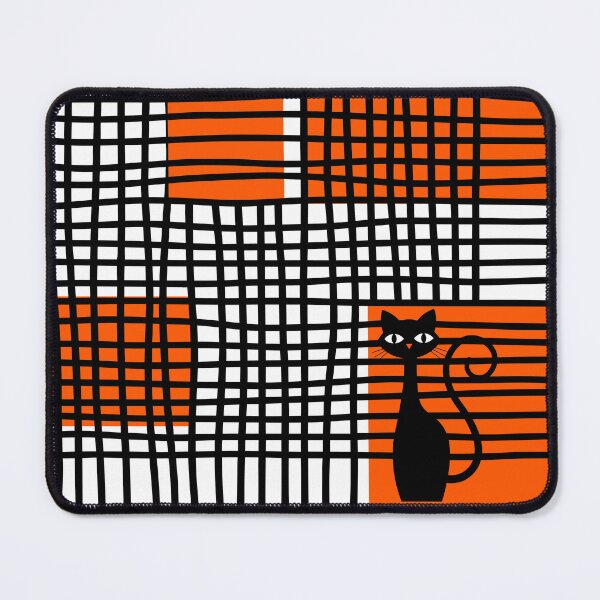 Item preview, Geometric Abstract Black and Orange with Cat designed and sold by The Retromotel.