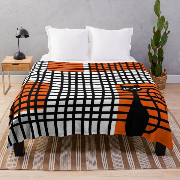 Item preview, Geometric Abstract Black and Orange with Cat designed and sold by The Retromotel.
