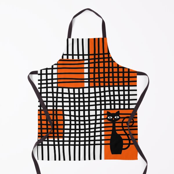 Item preview, Geometric Abstract Black and Orange with Cat designed and sold by The Retromotel.