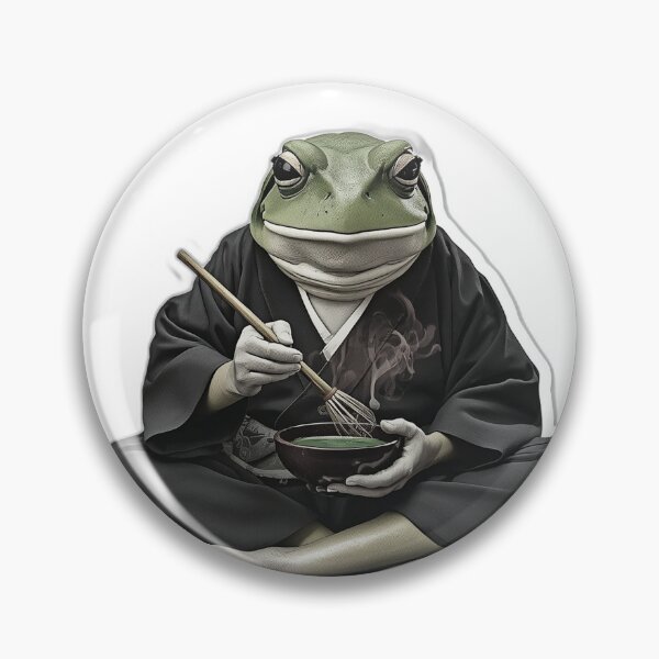 Item preview, Stoic Matcha Frog — Japanese Tea Master Art designed and sold by Tokyo Neo Noir Collective .