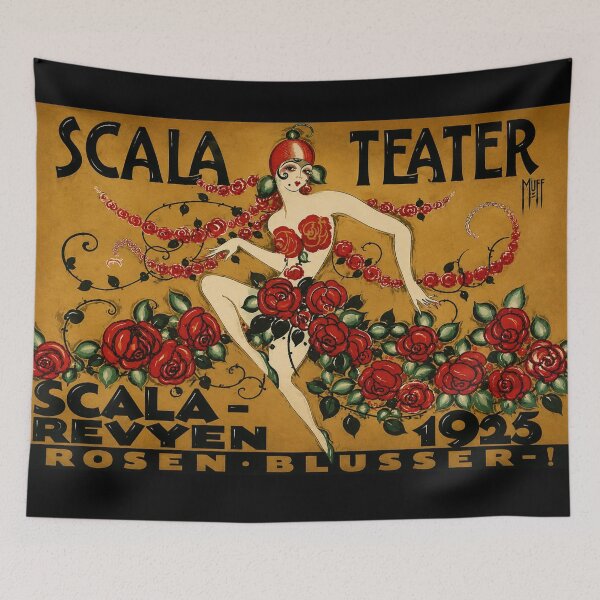Item preview, Scala Theatre by Oral Muff - Art Nouveau Theater Poster Rose Dancer Illustration for Vintage Art Collectors designed and sold by RickE.