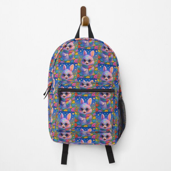 Item preview, Rainbow Bunny with Glasses in Flower Field designed and sold by HappyOops.