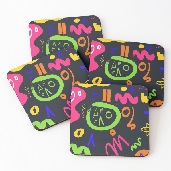 Item preview, Neon Doodles – Colorful Abstract Squiggle Pattern on Black designed and sold by BuckaBaby.