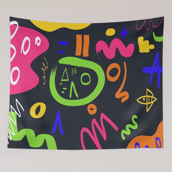 Item preview, Neon Doodles – Colorful Abstract Squiggle Pattern on Black designed and sold by BuckaBaby.