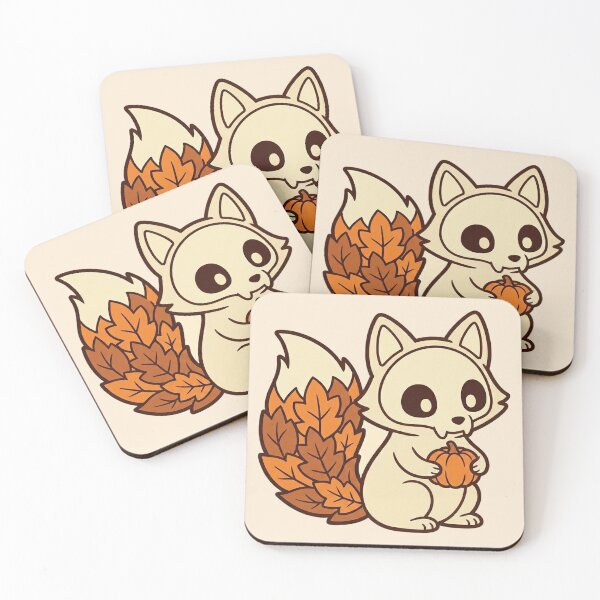 Item preview, Cute Skull Face Fox with Autumn Leaf Tail designed and sold by Castiora.