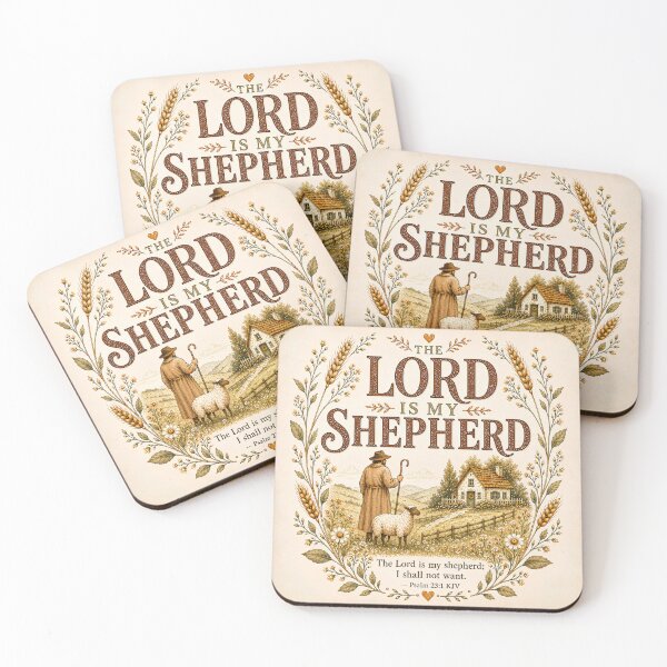 Item preview, The Lord Is My Shepherd Psalm 23 Christian Sheep Cottagecore Design designed and sold by For His  Glory.