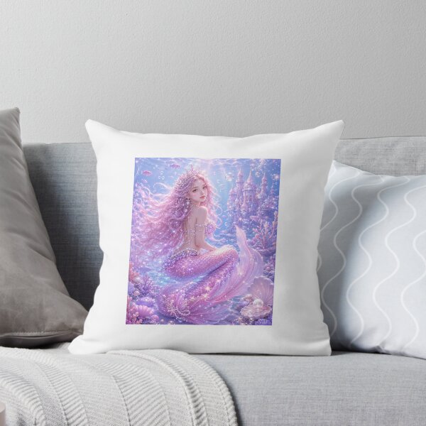 Item preview, Pastel Mermaid Princess – Dreamy Pink & Purple Ocean Fantasy Mermaid with Pearl Crown designed and sold by Moonlight Studio.