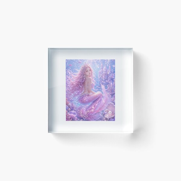 Item preview, Pastel Mermaid Princess – Dreamy Pink & Purple Ocean Fantasy Mermaid with Pearl Crown designed and sold by Moonlight Studio.