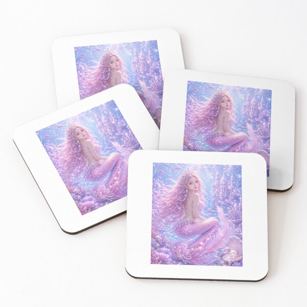 Item preview, Pastel Mermaid Princess – Dreamy Pink & Purple Ocean Fantasy Mermaid with Pearl Crown designed and sold by Moonlight Studio.