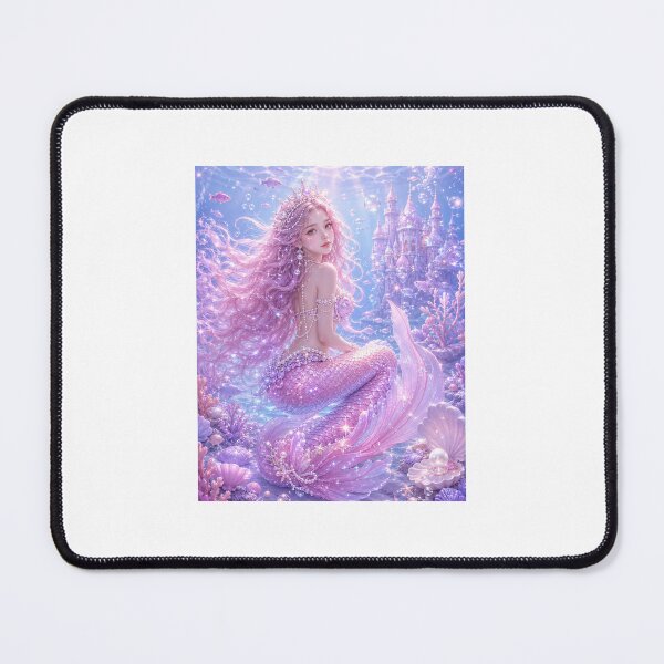 Item preview, Pastel Mermaid Princess – Dreamy Pink & Purple Ocean Fantasy Mermaid with Pearl Crown designed and sold by Moonlight Studio.
