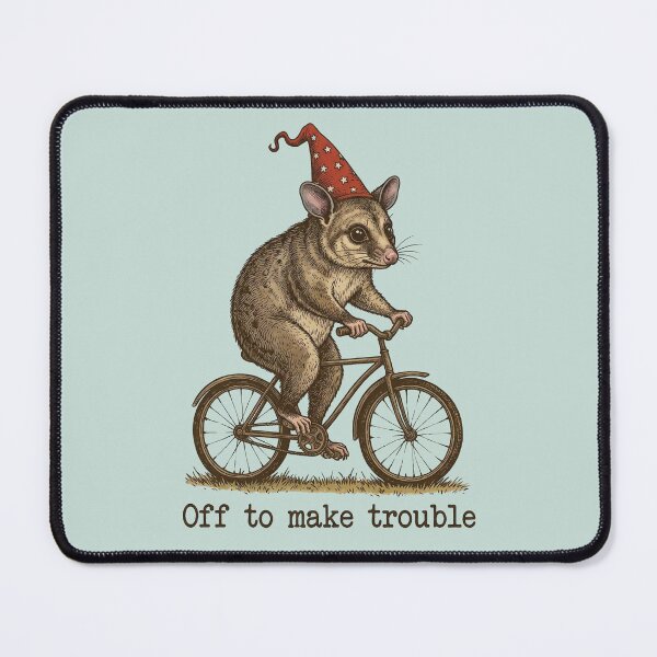 Item preview, Off to Make Trouble Funny Possum Cycling designed and sold by NosandEdgy.