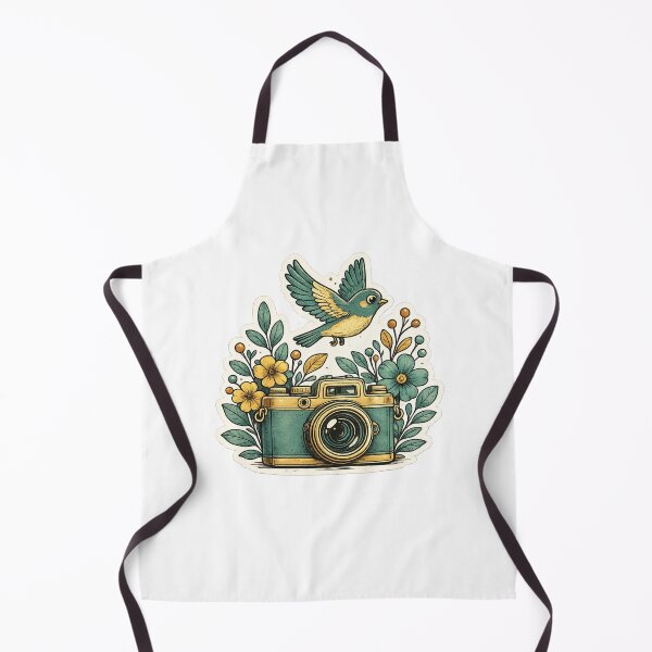 Item preview, Vintage Camera with Blue Bird Floral Illustration | Retro Nature Sticker designed and sold by Saeed Ahmad.