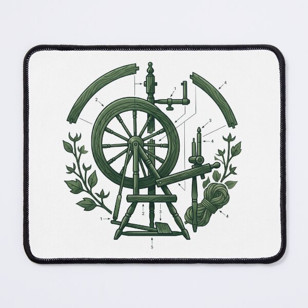 Item preview, Technical Anatomy Diagram of a Spinning Wheel Loom designed and sold by Digital Duniyah.