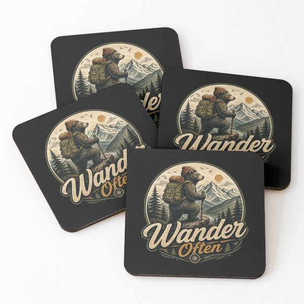 Item preview, Wander Often Hiking Bear Adventure Vintage Mountain Camping Nature Graphic designed and sold by RJACreative.