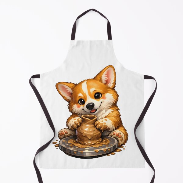 Item preview, Corgi Pottery Artist – Cute Dog Shaping a Crooked Clay Vase designed and sold by builtforyou.