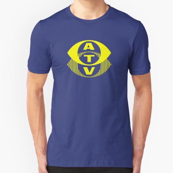 Retro TV ATV in a bright yellow Slim Fit T-Shirt