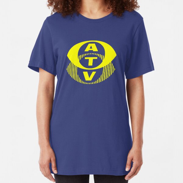 Retro TV ATV in a bright yellow Slim Fit T-Shirt