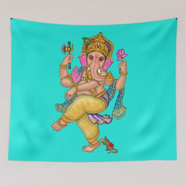 Item preview, Dancing Lord Ganesha Artwork | Divine Hindu God Digital Painting Illustration designed and sold by Harshit_Digital_Arts.