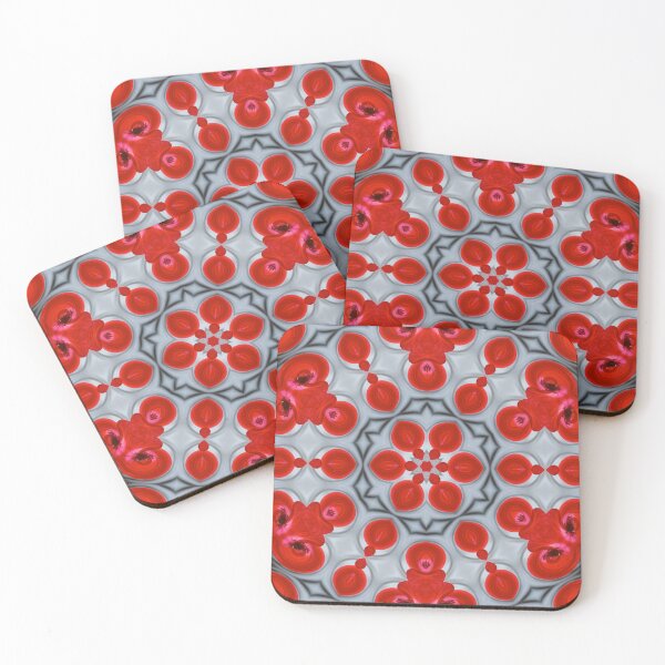 Item preview, Red Geometric Botanical Pattern designed and sold by SilentBloomLab.