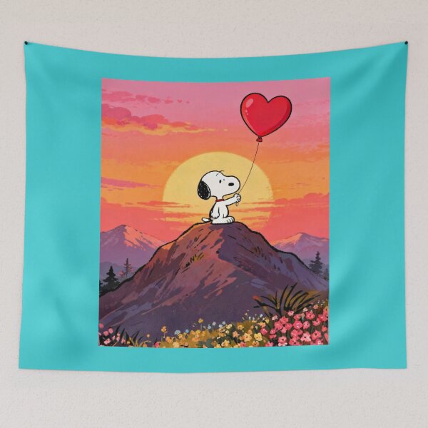 Item preview, Snoopy Heart Balloon Mountain Sunset designed and sold by Innova_Creations.
