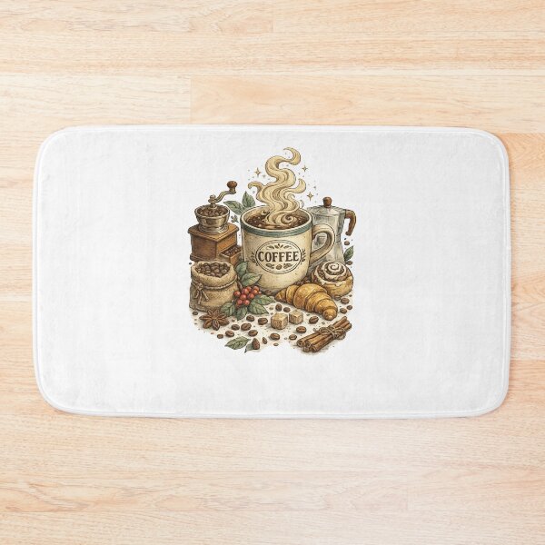 Item preview, Vintage Coffee Lover Illustration | Retro Coffee Cup with Coffee Beans & Floral Art designed and sold by Saeed  Ahmad.