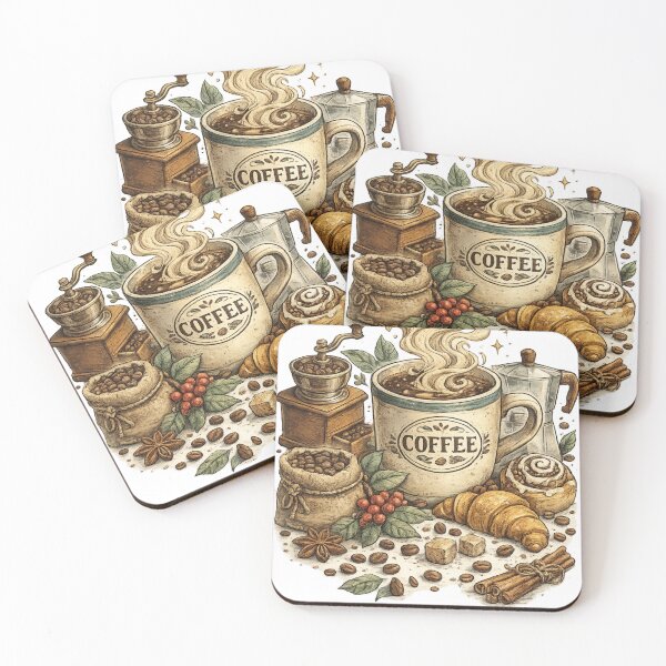 Item preview, Vintage Coffee Lover Illustration | Retro Coffee Cup with Coffee Beans & Floral Art designed and sold by Saeed  Ahmad.