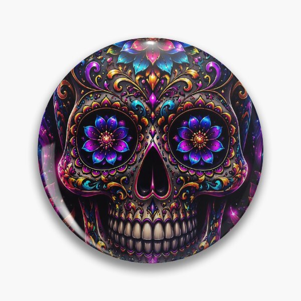 Item preview, Neon Floral Skull Cyberpunk Halloween designed and sold by PureVibeStudio.