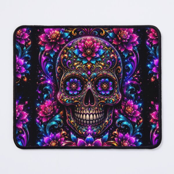 Item preview, Neon Floral Skull Cyberpunk Halloween designed and sold by PureVibeStudio.