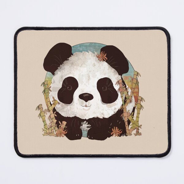 Item preview, Adorable Vintage Panda with Bamboo and Flowers designed and sold by Karin Taylor.