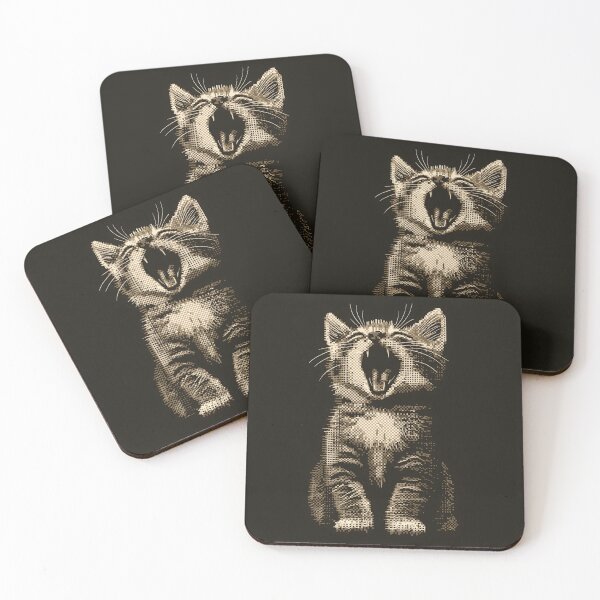 Item preview, Vintage Halftone Howling Kitty designed and sold by ClubVacay.