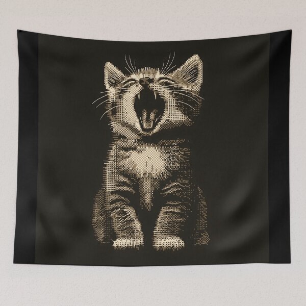 Item preview, Vintage Halftone Howling Kitty designed and sold by ClubVacay.