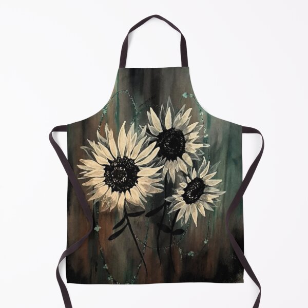Item preview, Moody Teal Sunflowers Dark Botanical Floral Painting designed and sold by ArtistsAtticWI.