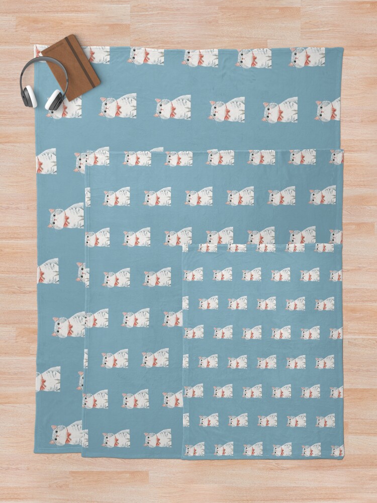 Thumbnail 5 of 6, Throw Blanket, Cute Cat designed and sold by 1StickerShop.