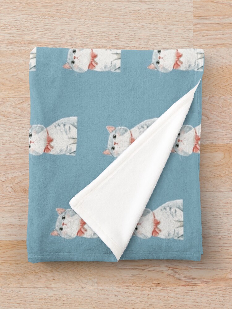 Thumbnail 3 of 6, Throw Blanket, Cute Cat designed and sold by 1StickerShop.