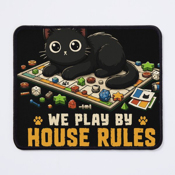 Item preview, We Play By House Rules Funny Black Cat Board Game Design | Cute Cat Lover Gift for Tabletop & Board Game Fans designed and sold by Huddy-clothes.