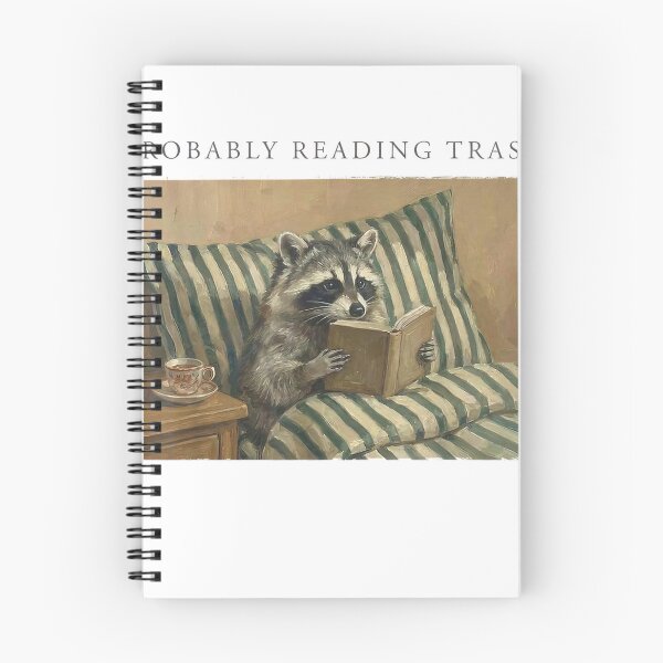 Item preview, Probably Reading Trash Funny Racoon Book Lover Spicy Bookish T-Shirt designed and sold by Othinus.
