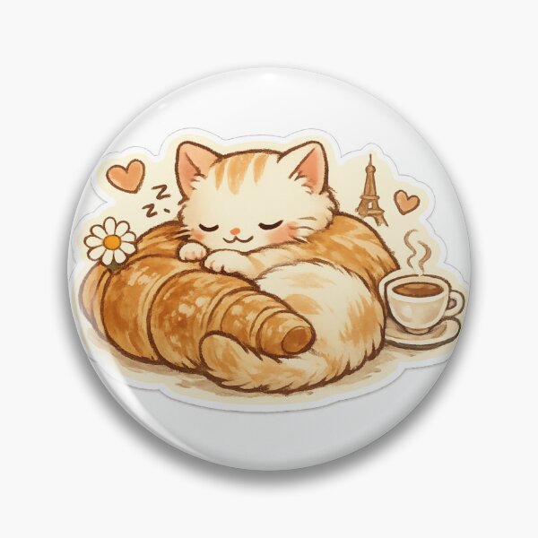 Item preview, Cute Cat Croissant Cafe Sticker designed and sold by NeoSakura.