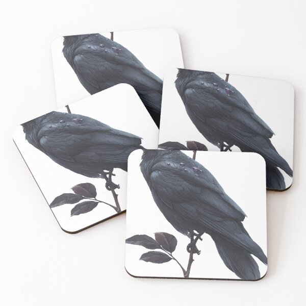 Item preview, Raven on Dark Rose Stem designed and sold by IllumeInk.