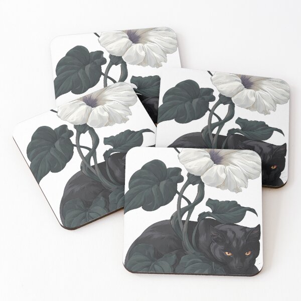 Item preview, Black Cat Curled Around Moonflower designed and sold by IllumeInk.