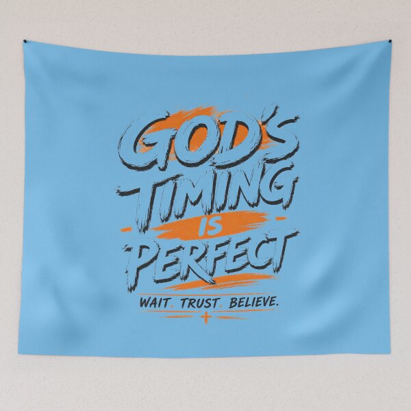 Item preview, God’s Timing Is Perfect Christian Design - Wait Trust Believe Faith Encouragement - White Version designed and sold by For His  Glory.