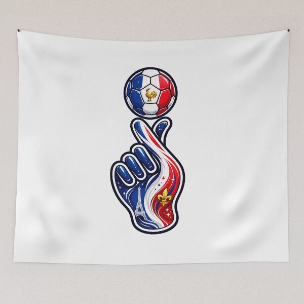 Item preview, France Soccer Finger Spin Design | French Football Fan Art | Tricolor Football Graphic | France World Cup Supporter Gift | Soccer Lover T-Shirt Sticker Poster designed and sold by thesmilngnature.