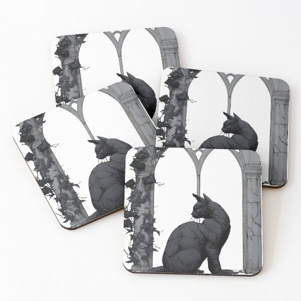 Item preview, Black Cat Gothic Window Moonlit Garden designed and sold by IllumeInk.