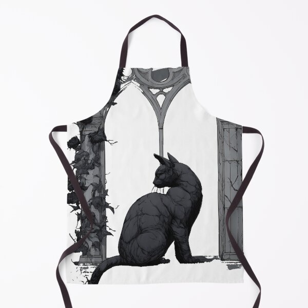 Item preview, Black Cat Gothic Window Moonlit Garden designed and sold by IllumeInk.