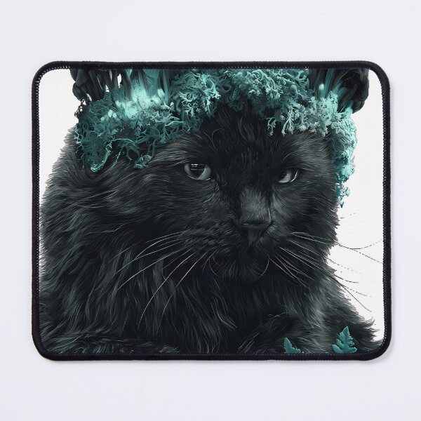Item preview, Black Cat Mushroom Crown Gothic Moss designed and sold by IllumeInk.