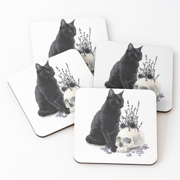 Item preview, Black Cat Gothic Lavender and Skull designed and sold by IllumeInk.
