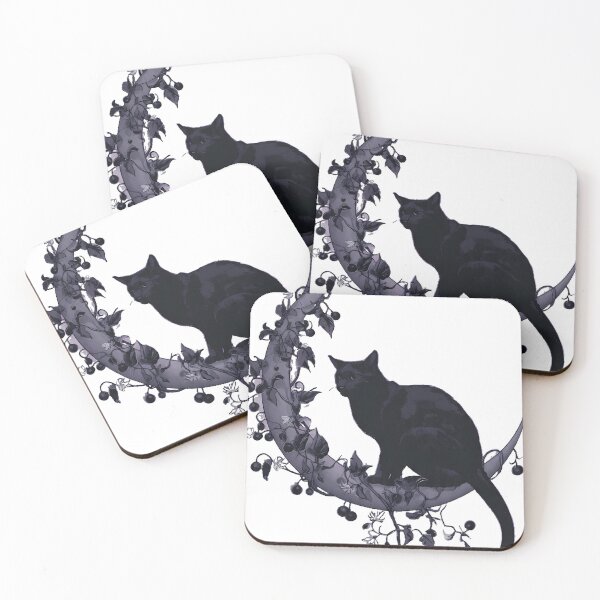 Item preview, Black Cat Crescent Moon Nightshade designed and sold by IllumeInk.