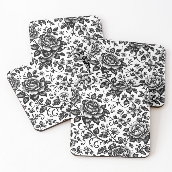 Item preview, Elegant Black and White Floral Pattern designed and sold by Owcomm.