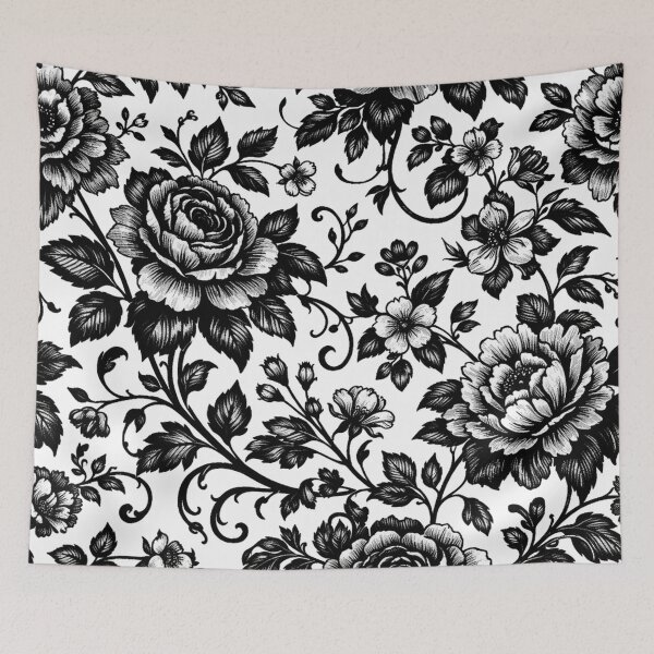 Item preview, Elegant Black and White Floral Pattern designed and sold by Owcomm.