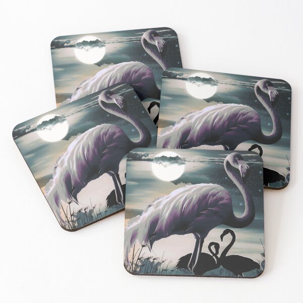 Item preview, Nocturnal Flamingo Moonlight Marsh Nature Poster designed and sold by AXENT Designs.